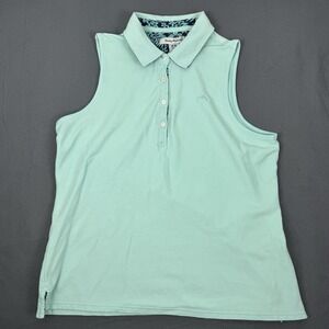 TOMMY BAHAMA Flora Del Miami Womens Sleeveless Golf Polo Top‎ Aqua - M